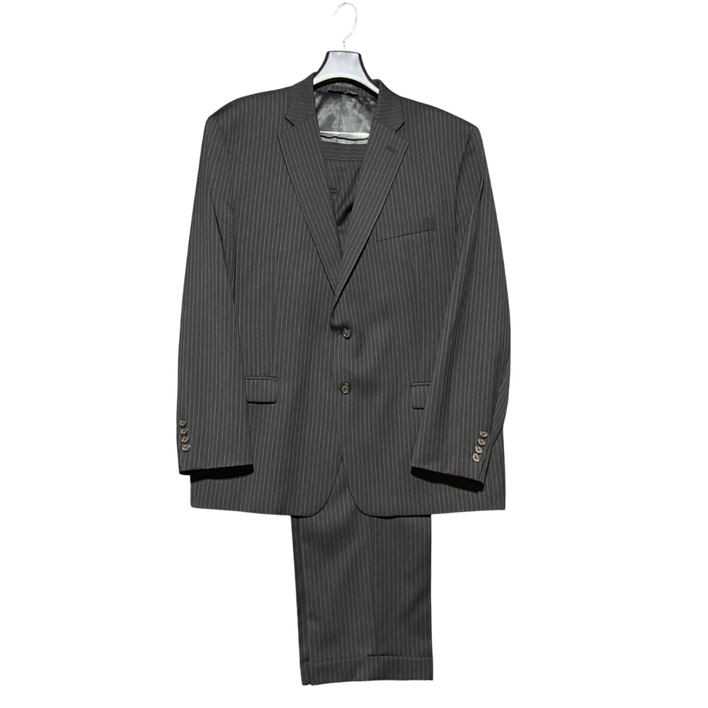 Lauren Ralph Lauren Mens Black Pinstripe Wool 2 Button Suit 50R 38x30 Canada